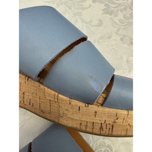 Kork Ease Size 8M Menzie Blue Leather Slip On Wedge Comfort Sandal Comfort - Picture 9 of 12